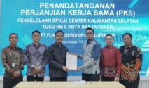 Perkuat Infrastruktur Kendaraan Listrik, PLN UP3 Banjarmasin Gandeng PT Nusa Bangun Banua Bangun SPKLU Center Kalsel